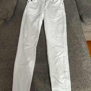 KanCan White Distressed Skinny Jeans Raw Hem Size 3/25